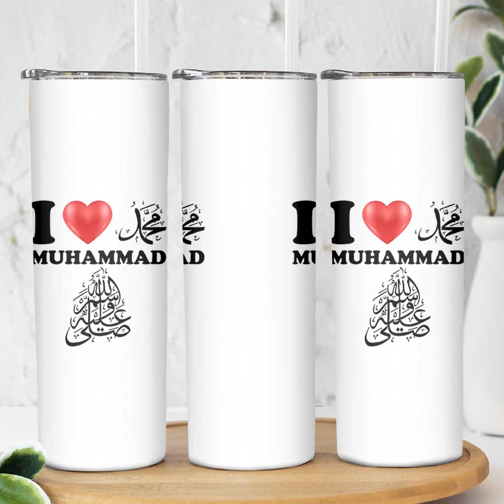 I Love Muhammad Skinny Tumbler Musliam Identity Faith Peace Pride Islamic Calligraphy - Wonder Print Shop