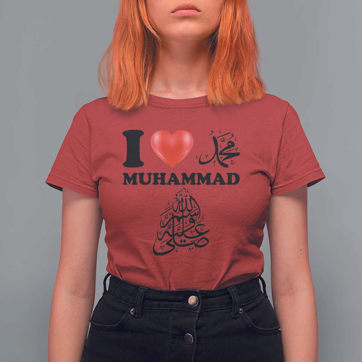 I Love Muhammad T Shirt For Women Musliam Identity Faith Peace Pride Islamic Calligraphy - Wonder Print Shop
