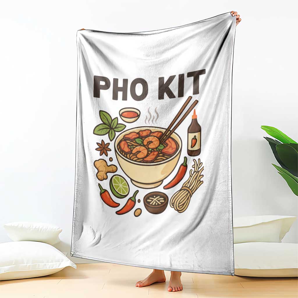 Funny Pho Kit Vietnamese Noodle Pun Throw Blanket Ramen Pho Lovers Hilarious Foodie Graphic - Wonder Print Shop