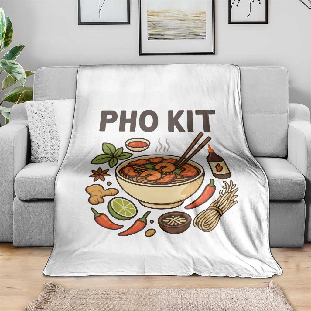 Funny Pho Kit Vietnamese Noodle Pun Throw Blanket Ramen Pho Lovers Hilarious Foodie Graphic - Wonder Print Shop