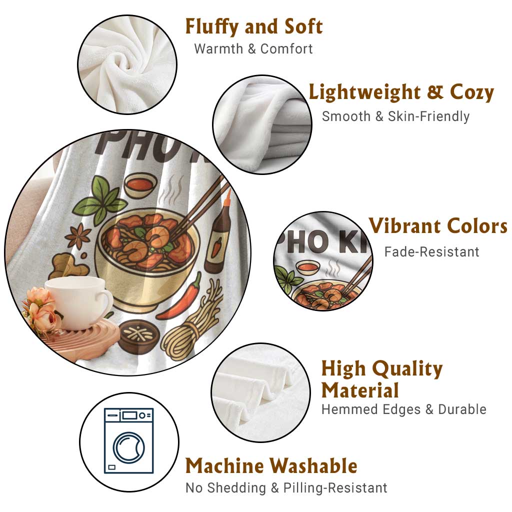 Funny Pho Kit Vietnamese Noodle Pun Throw Blanket Ramen Pho Lovers Hilarious Foodie Graphic - Wonder Print Shop