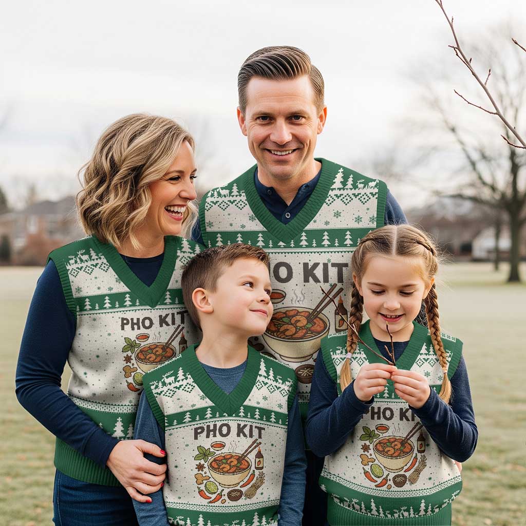 Funny Pho Kit Vietnamese Noodle Pun V-Neck Knit Sweater Vest Ramen Pho Lovers Hilarious Foodie Graphic - Wonder Print Shop