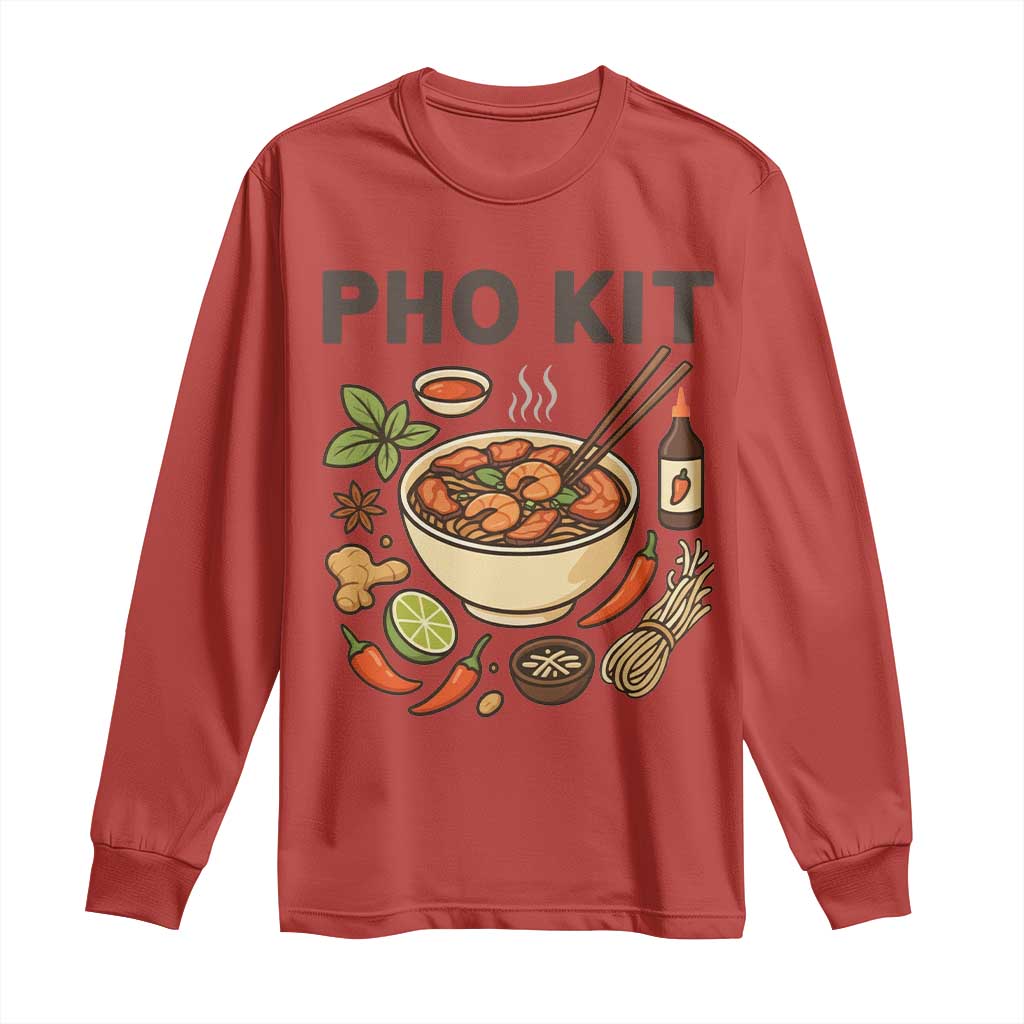 Funny Pho Kit Vietnamese Noodle Pun Long Sleeve Shirt Ramen Pho Lovers Hilarious Foodie Graphic - Wonder Print Shop