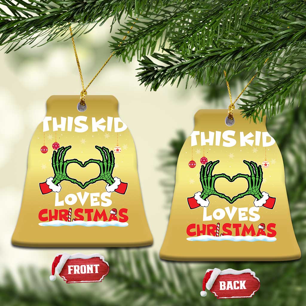 Funny Christmas Christmas Ornament This Kid Loves Xmas Skeleton Heart - Wonder Print Shop