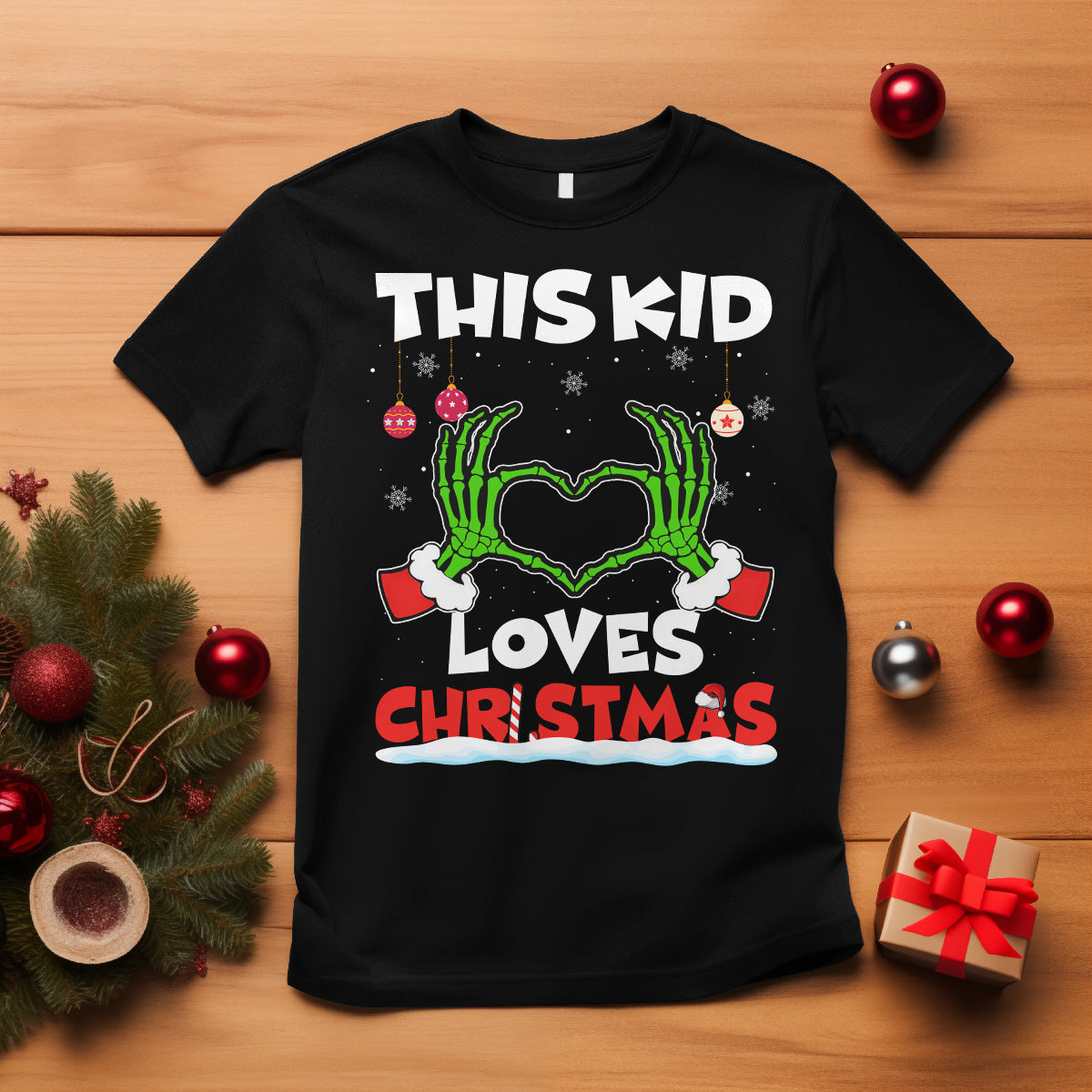 Funny Christmas T Shirt This Kid Loves Xmas Skeleton Heart - Wonder Print Shop