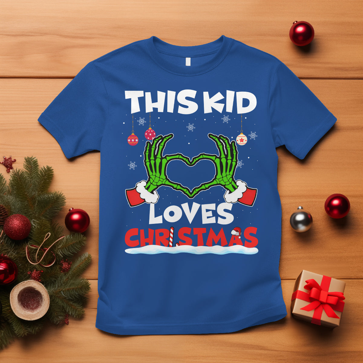 Funny Christmas T Shirt This Kid Loves Xmas Skeleton Heart - Wonder Print Shop