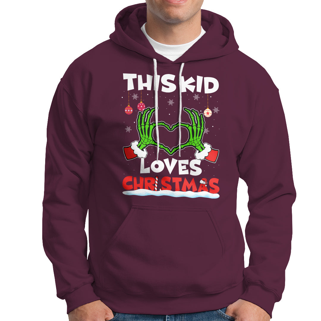 Funny Christmas Hoodie This Kid Loves Xmas Skeleton Heart - Wonder Print Shop