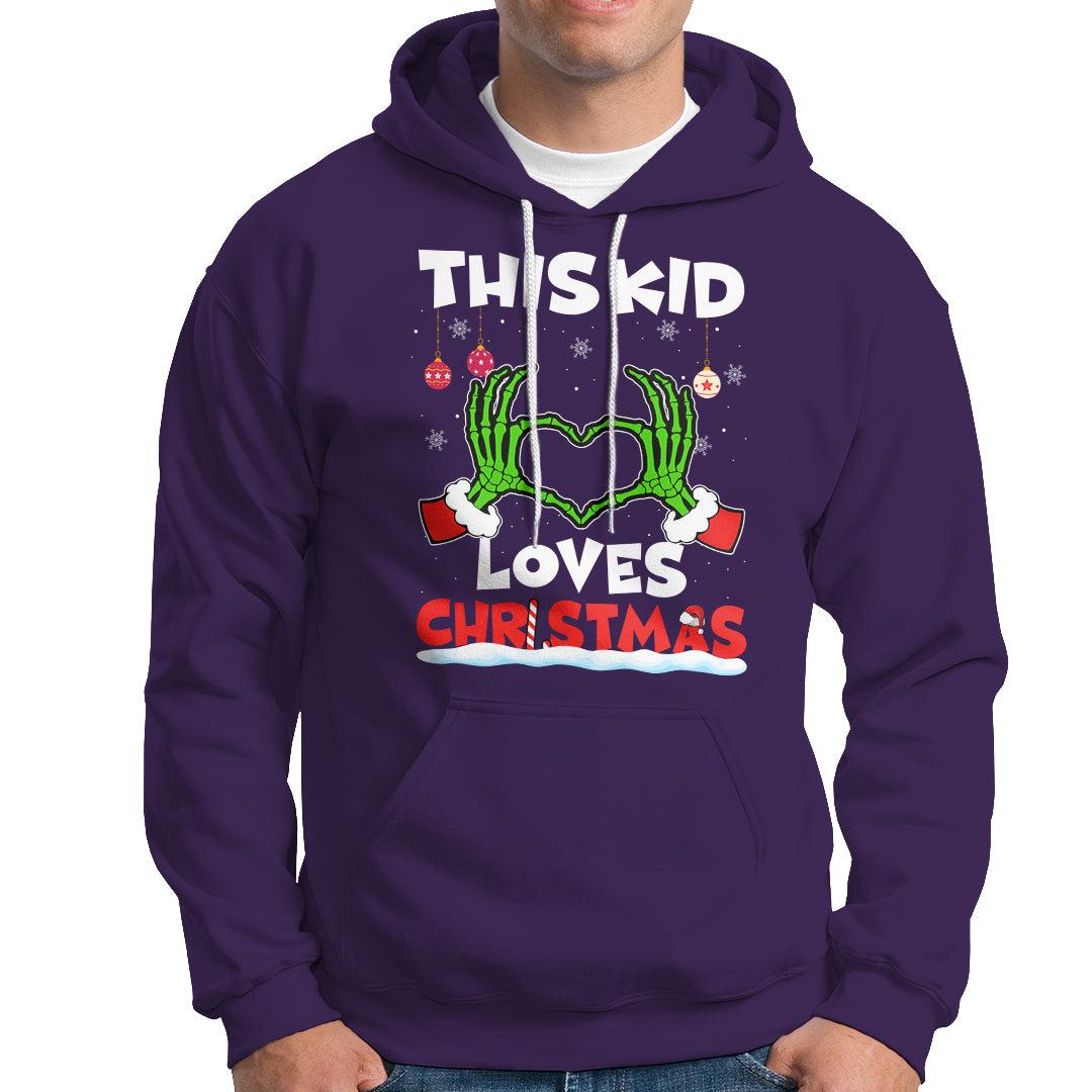 Funny Christmas Hoodie This Kid Loves Xmas Skeleton Heart - Wonder Print Shop