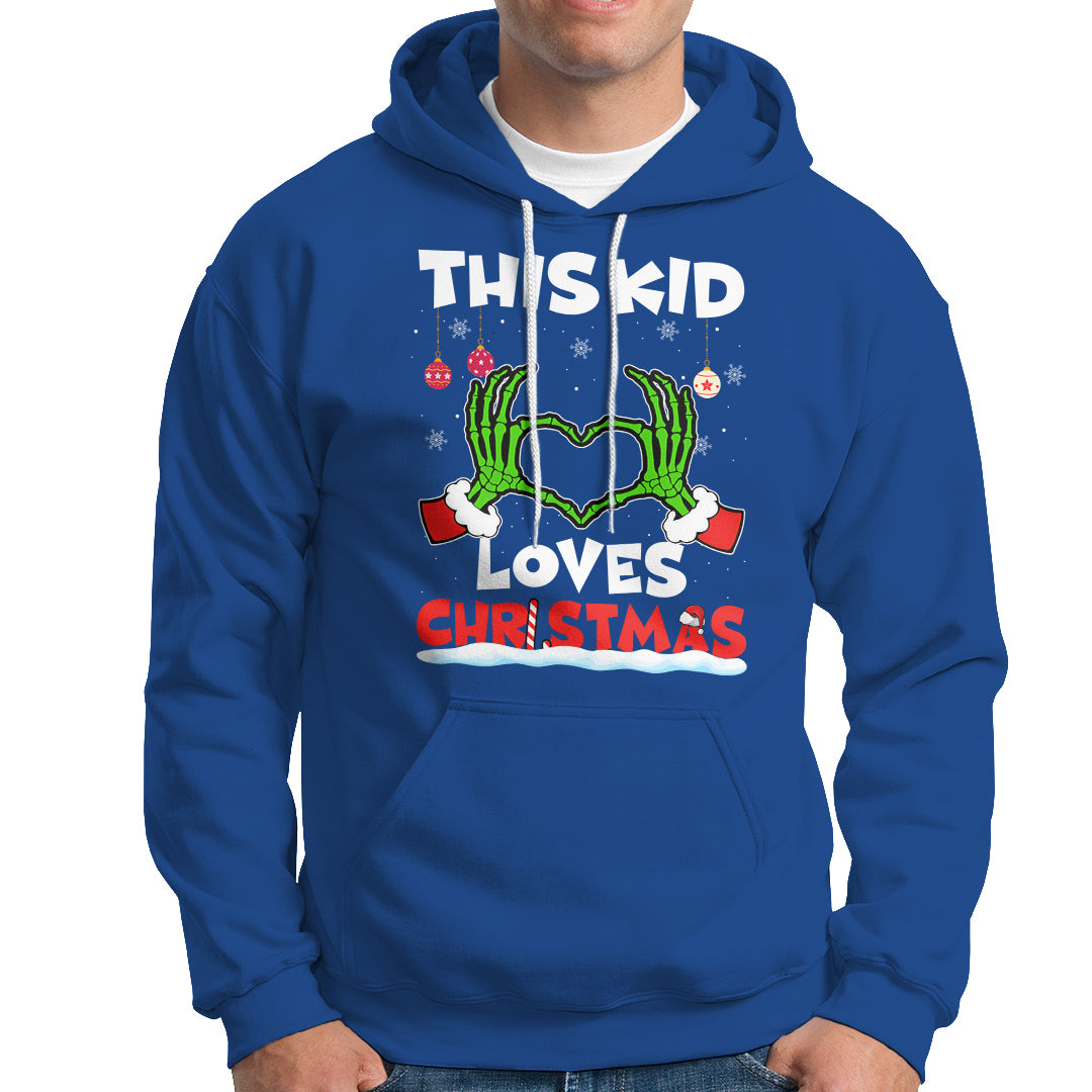 Funny Christmas Hoodie This Kid Loves Xmas Skeleton Heart - Wonder Print Shop