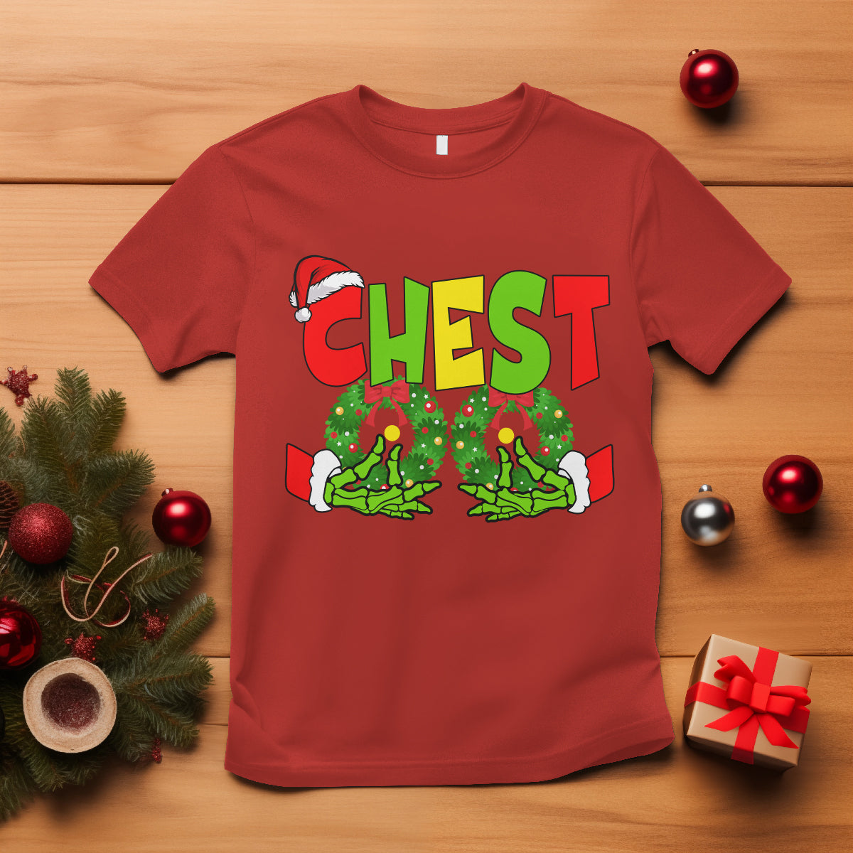 Christmas Couples T Shirt Chestnuts Xmas Matching Family Funny Chest Skeleton - Wonder Print Shop