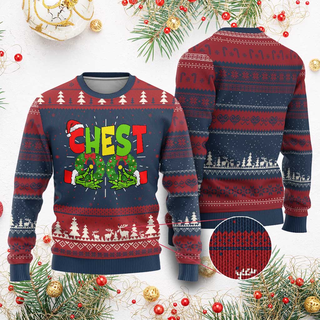 Christmas Couples Ugly Christmas Sweater Chestnuts Xmas Matching Family Funny Chest Skeleton - Wonder Print Shop