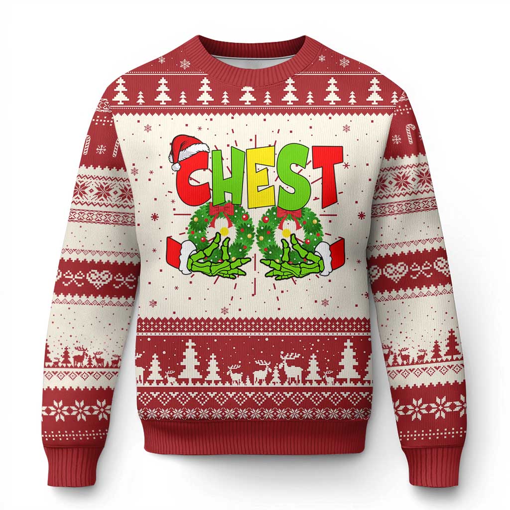 Christmas Couples Ugly Christmas Sweater Chestnuts Xmas Matching Family Funny Chest Skeleton - Wonder Print Shop