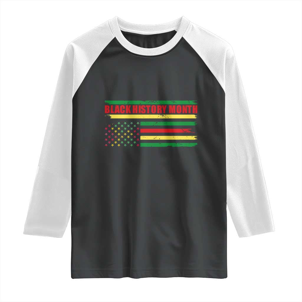 Black History Month Raglan Shirt African American Pride US Flag