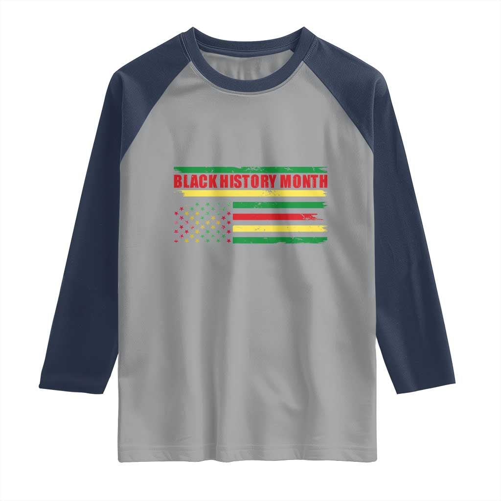 Black History Month Raglan Shirt African American Pride US Flag