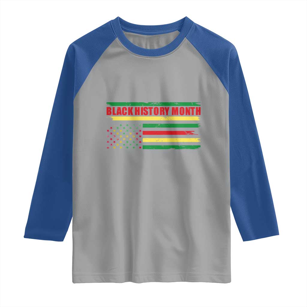 Black History Month Raglan Shirt African American Pride US Flag