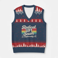 Funny Radical Left Scum Apparently V-Neck Knit Sweater Vest Retro Political Humor - Wonder Print Shop