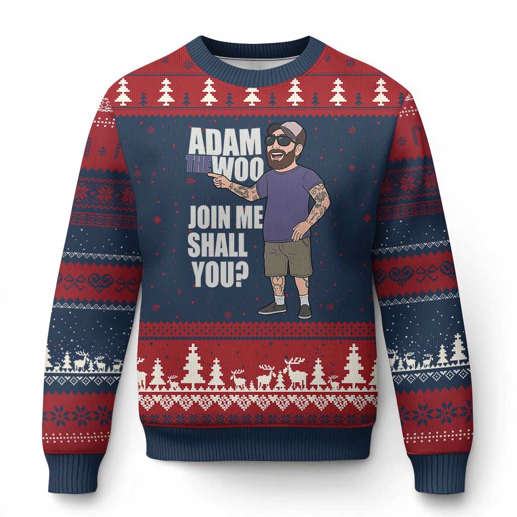 Adam Inspired Graphic Ugly Christmas Sweater The Woo Memorial Tribute Join Me Shall You - Wonder Print Shop