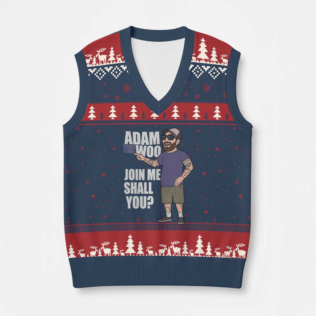 Adam Inspired Graphic V-Neck Knit Sweater Vest The Woo Memorial Tribute Join Me Shall You - Wonder Print Shop