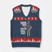 Adam Inspired Graphic V-Neck Knit Sweater Vest The Woo Memorial Tribute Join Me Shall You - Wonder Print Shop