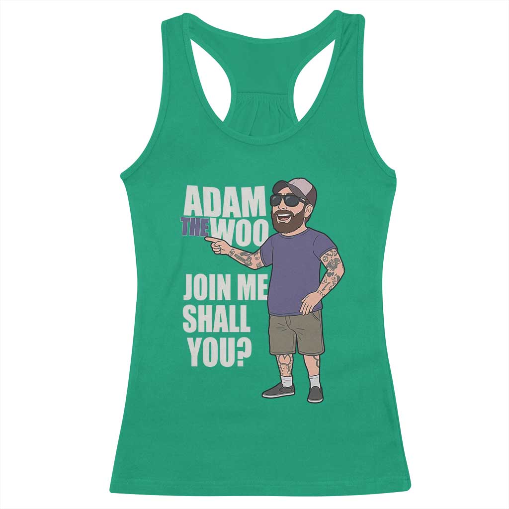 Adam Inspired Graphic Racerback Tank Top The Woo Memorial Tribute Join Me Shall You - Wonder Print Shop