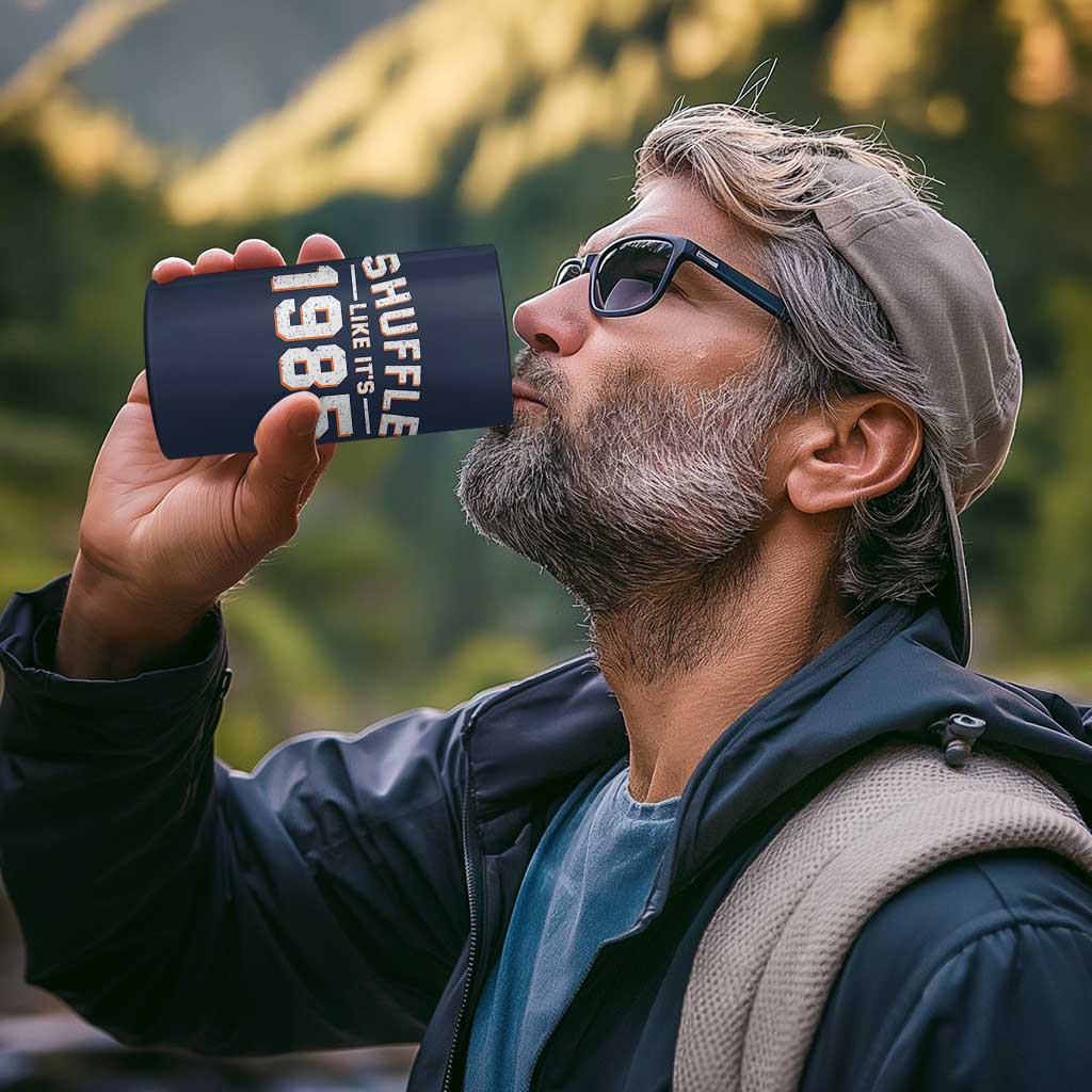 Shuffle Like It’s 1985 4 in 1 Can Cooler Tumbler Retro Championship Celebrated - Wonder Print Shop