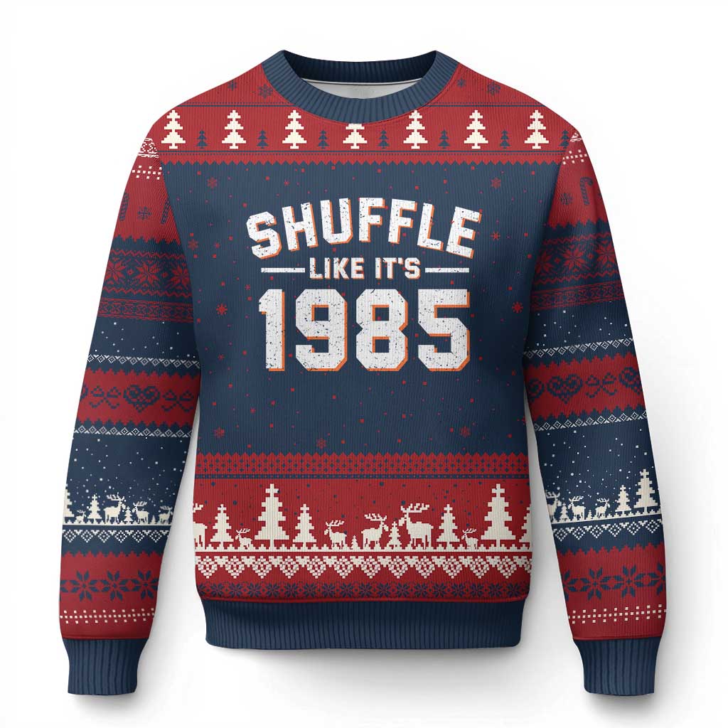Shuffle Like It’s 1985 Ugly Christmas Sweater Retro Championship Celebrated - Wonder Print Shop