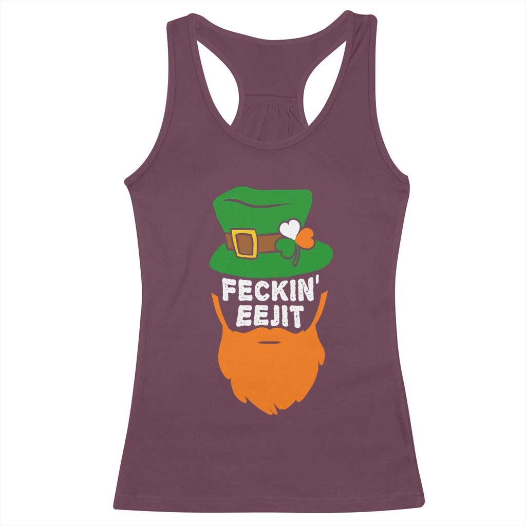Funny St Patricks Day Racerback Tank Top Feckin Eejit Irish Slang Idiot Patty's Day