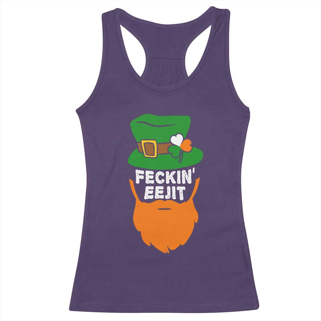 Funny St Patricks Day Racerback Tank Top Feckin Eejit Irish Slang Idiot Patty's Day
