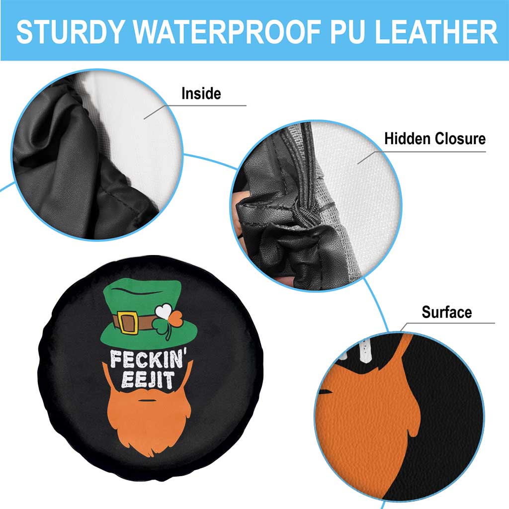 Funny St Patricks Day Spare Tire Cover Feckin Eejit Irish Slang Idiot Patty's Day