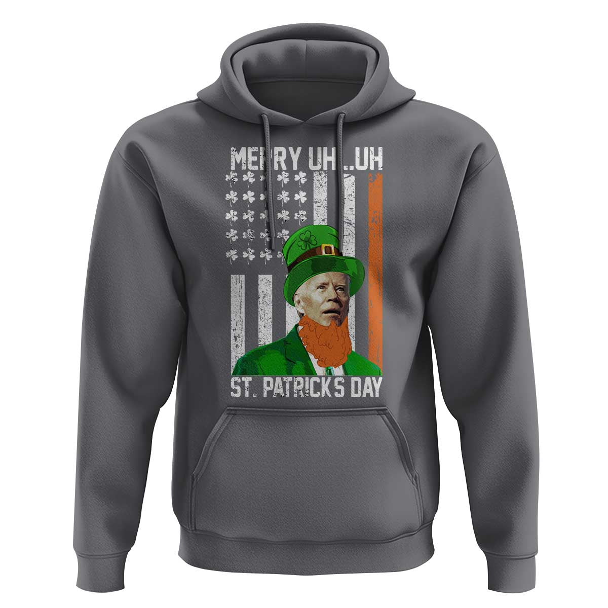 Funny Biden St Patricks Day Hoodie Merry 4th of Saint Patrick Uh Uh Leprechaun American Flag