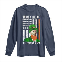 Funny Biden St Patricks Day Long Sleeve Shirt Merry 4th of Saint Patrick Uh Uh Leprechaun American Flag