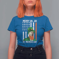 Funny Biden St Patricks Day T Shirt For Women Merry 4th of Saint Patrick Uh Uh Leprechaun American Flag