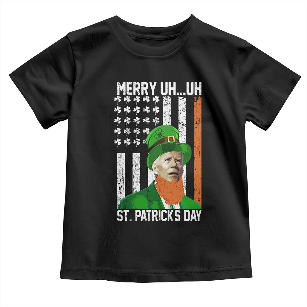 Funny Biden St Patricks Day Toddler T Shirt Merry 4th of Saint Patrick Uh Uh Leprechaun American Flag