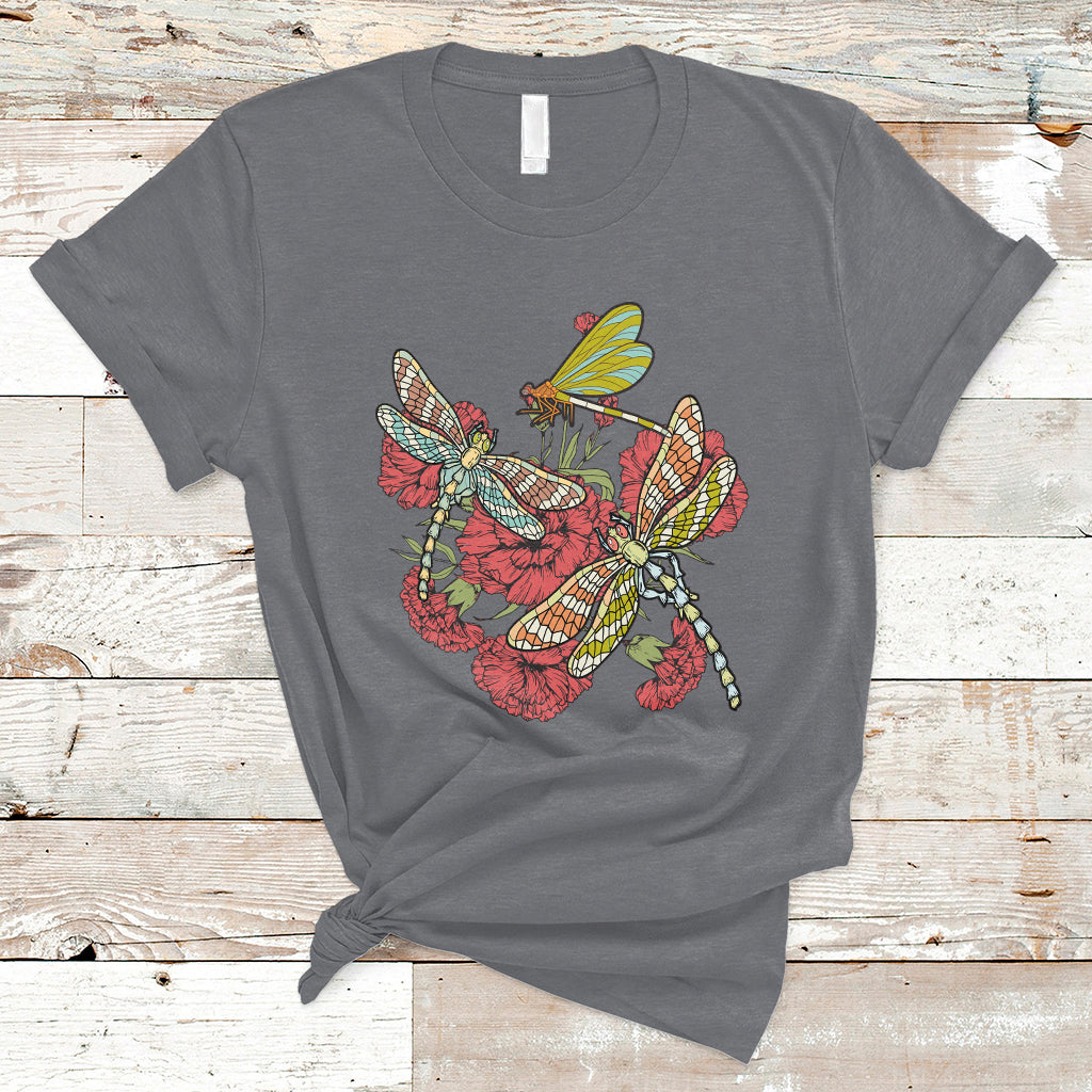Floral Dragonfly Lover Dragonflies Flowers Garden Dragonfly T-shirt, Springtime Shirt, Floral Tee, Dragonfly Gift, Insect Lover Shirt T-Shirt - Wonder Print Shop