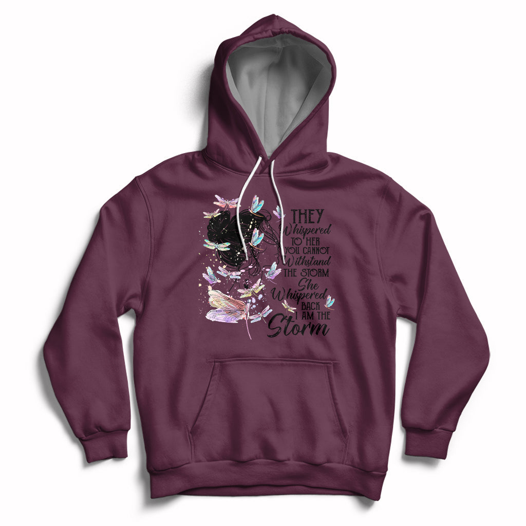 She Whispered Back I Am The Storm Dragonflies Shirt for Women, Dragonfly T-shirt, Dragonfly Gift, Insect Lover, Spiritual Shirt Hoodie - Wonder Print Shop
