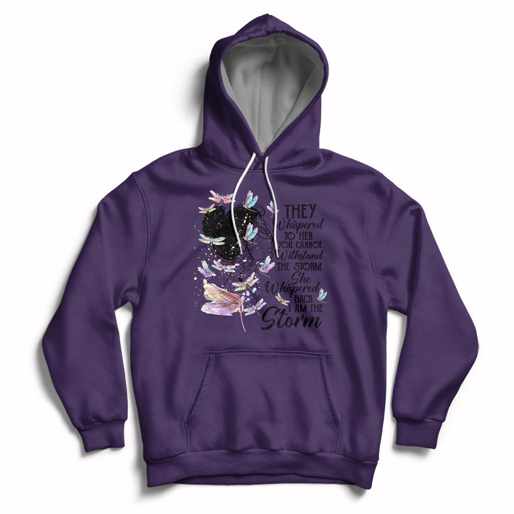 She Whispered Back I Am The Storm Dragonflies Shirt for Women, Dragonfly T-shirt, Dragonfly Gift, Insect Lover, Spiritual Shirt Hoodie - Wonder Print Shop