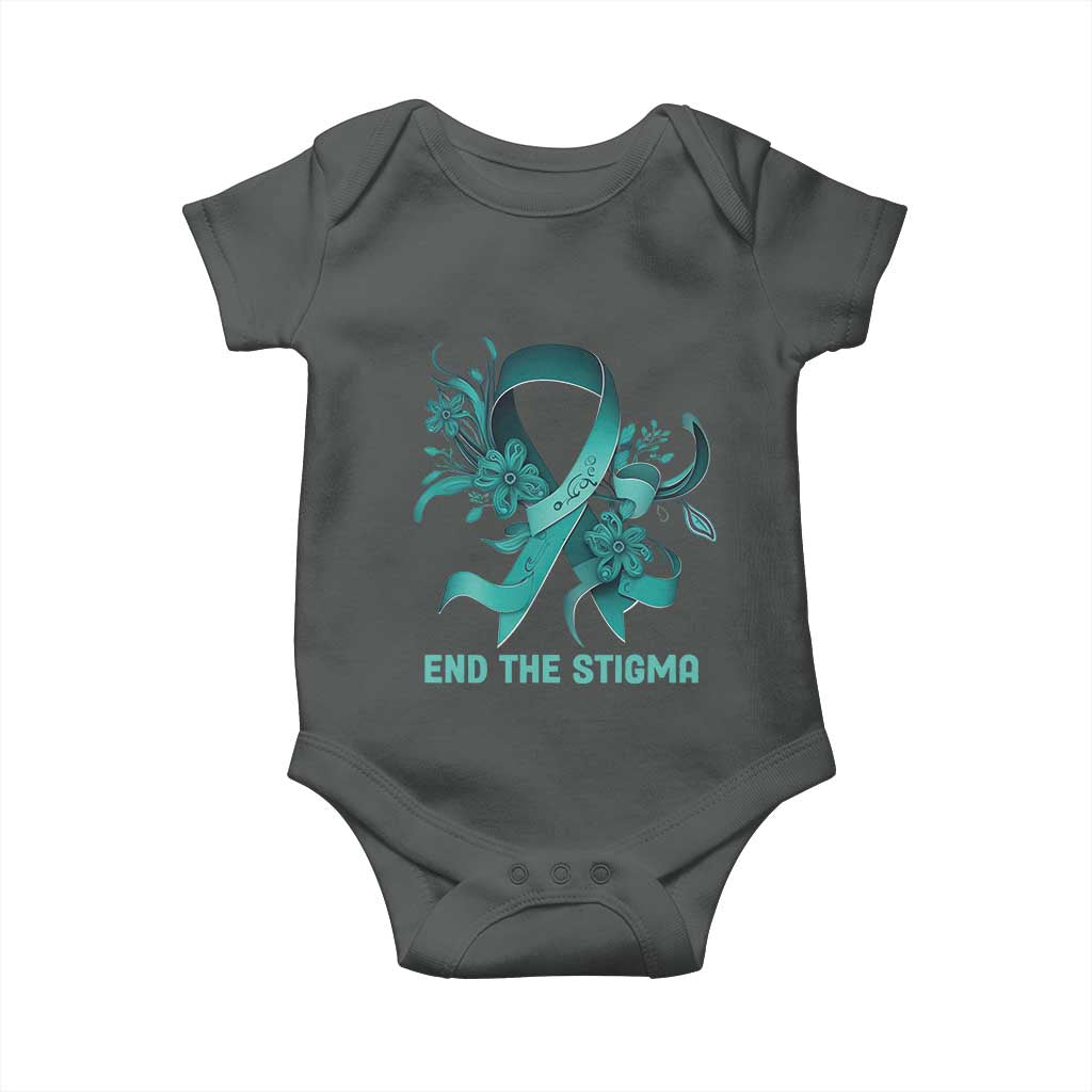 Sexual Assault Awareness Baby Onesie End The Stigma Teal Floral Ribbon