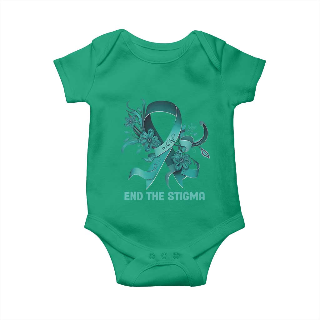 Sexual Assault Awareness Baby Onesie End The Stigma Teal Floral Ribbon