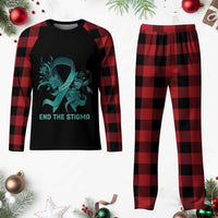 Sexual Assault Awareness Plaid Pajama Set End The Stigma Teal Floral Ribbon - Wonder Print Shop
