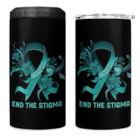 Sexual Assault Awareness 4 in 1 Can Cooler Tumbler End The Stigma Teal Floral Ribbon