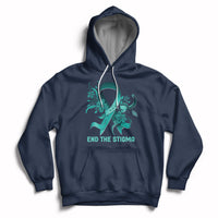 Teal Floral Ribbon Sexual Assault Awareness Month End The Stigma, Sexual Assault Awareness Shirt Hoodie - Wonder Print Shop