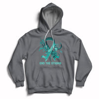 Teal Floral Ribbon Sexual Assault Awareness Month End The Stigma, Sexual Assault Awareness Shirt Hoodie - Wonder Print Shop