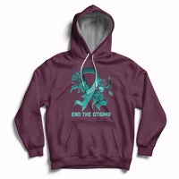 Teal Floral Ribbon Sexual Assault Awareness Month End The Stigma, Sexual Assault Awareness Shirt Hoodie - Wonder Print Shop