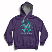 Teal Floral Ribbon Sexual Assault Awareness Month End The Stigma, Sexual Assault Awareness Shirt Hoodie - Wonder Print Shop