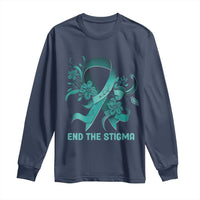 Sexual Assault Awareness Long Sleeve Shirt End The Stigma Teal Floral Ribbon