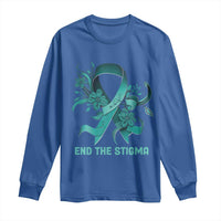 Sexual Assault Awareness Long Sleeve Shirt End The Stigma Teal Floral Ribbon