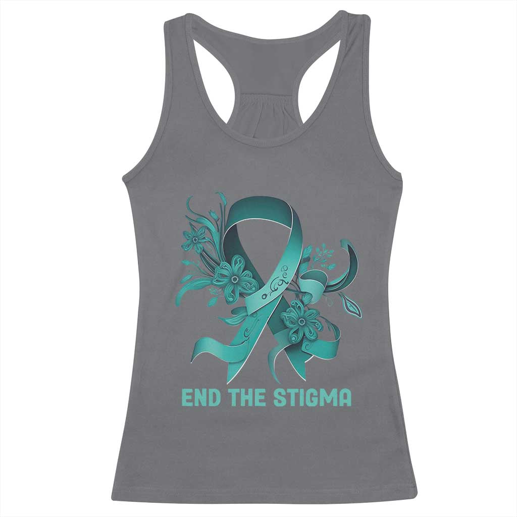Sexual Assault Awareness Racerback Tank Top End The Stigma Teal Floral Ribbon