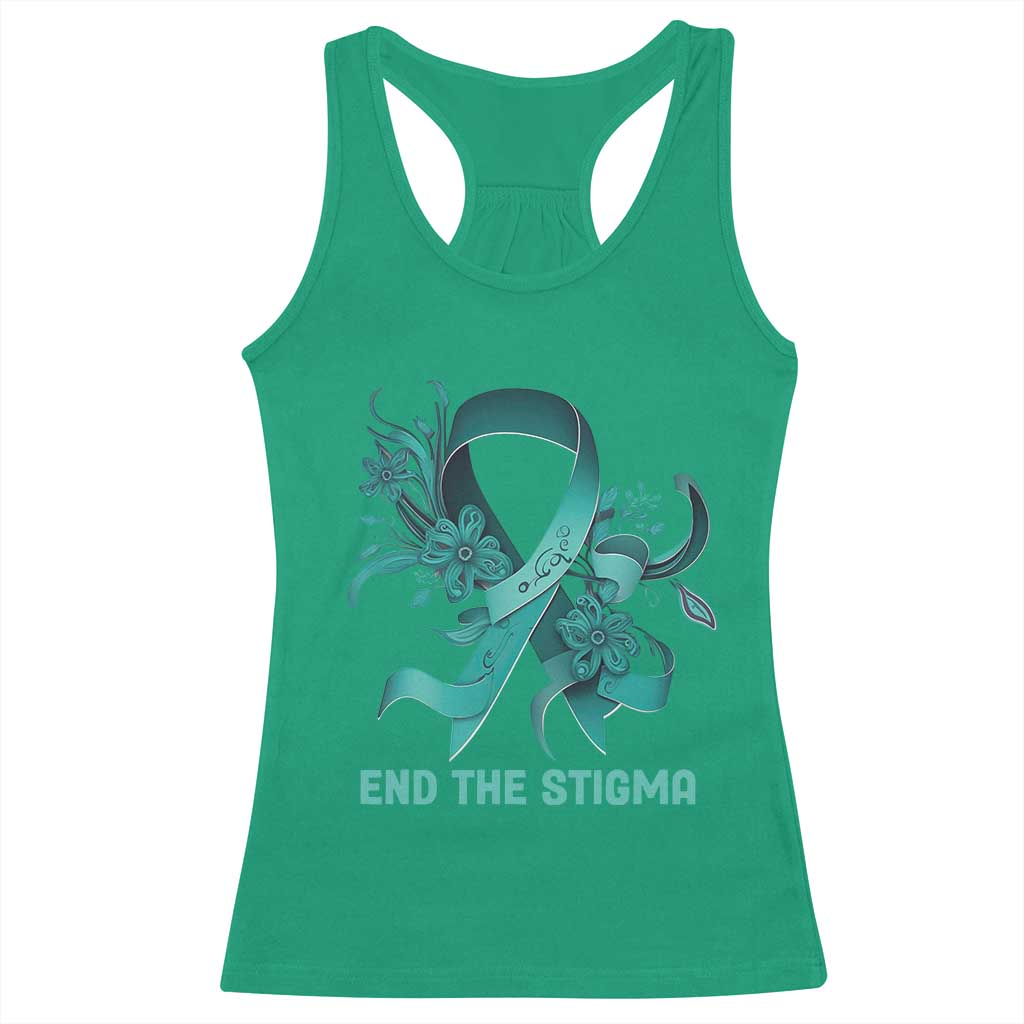 Sexual Assault Awareness Racerback Tank Top End The Stigma Teal Floral Ribbon