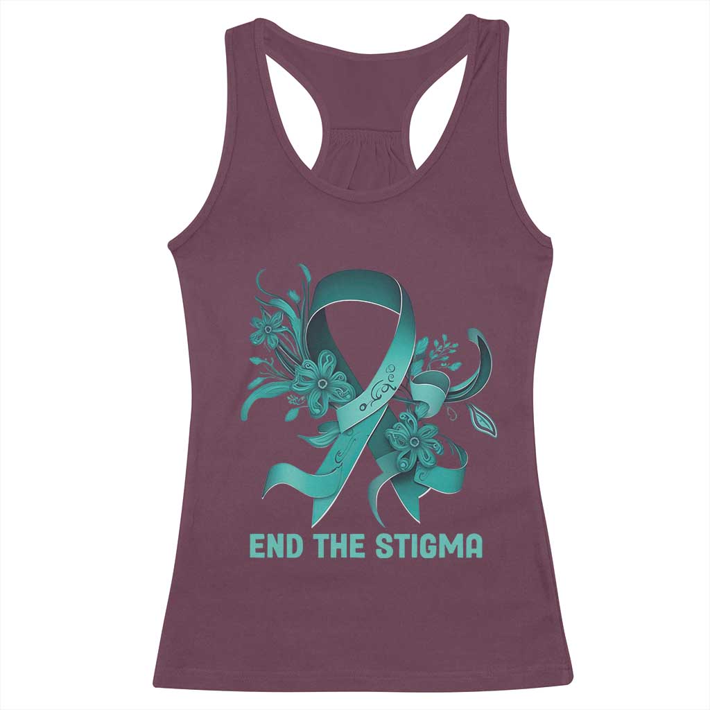 Sexual Assault Awareness Racerback Tank Top End The Stigma Teal Floral Ribbon