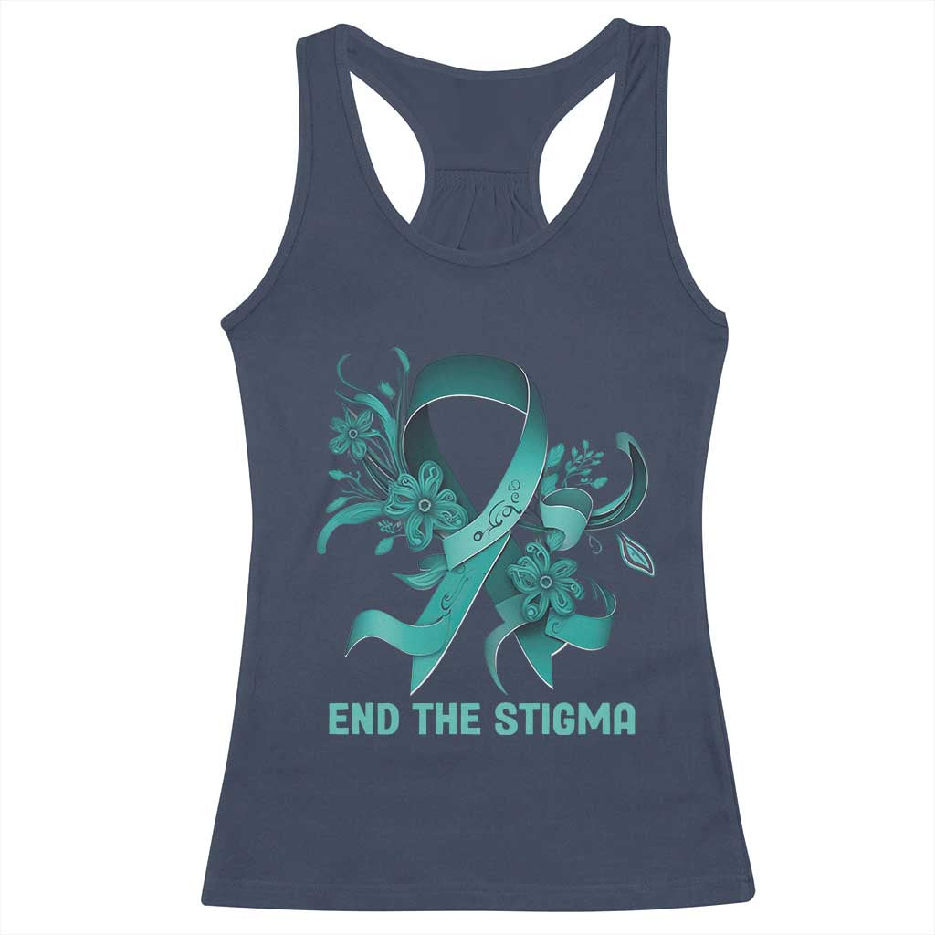 Sexual Assault Awareness Racerback Tank Top End The Stigma Teal Floral Ribbon